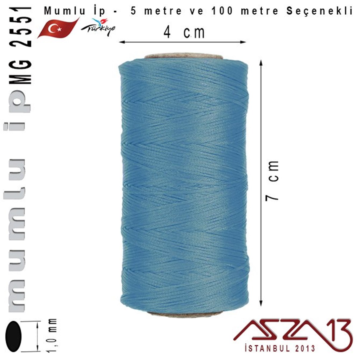 İpler, Kordonlar, MisinalarTAKI MALZEMEKord İplikMG 2551, Megafil Extra Mumlu İp - 1,0 mm Kalınlıkta / 5 veya 100 metre