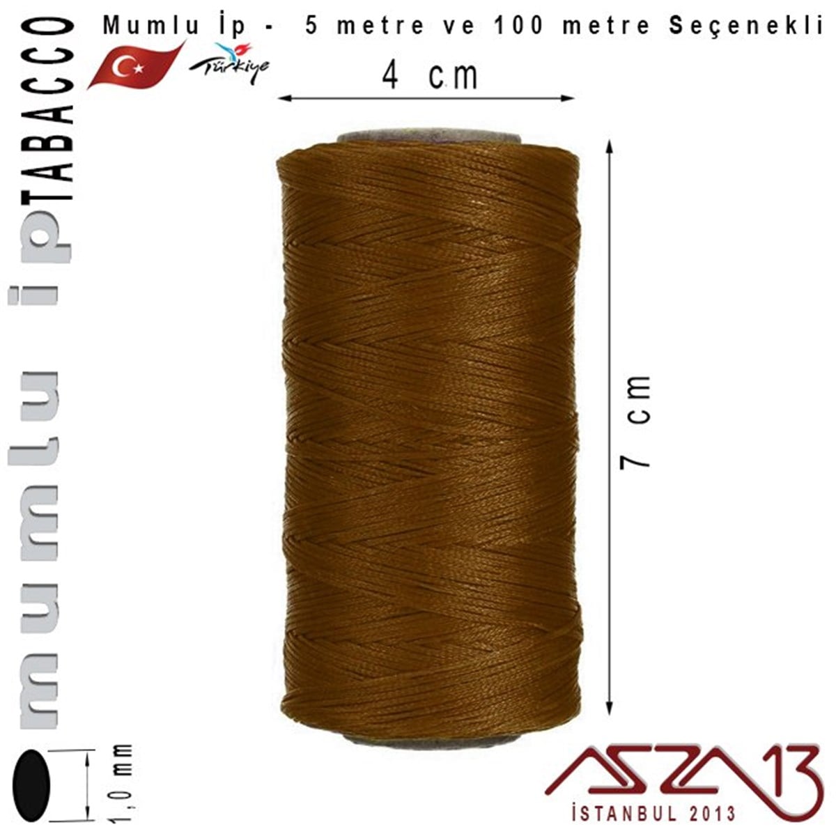 İpler, Kordonlar, MisinalarTAKI MALZEMEKord İplikTabocco, Megafil Extra Mumlu İp - 1,0 mm Kalınlıkta / 5 veya 100 metre