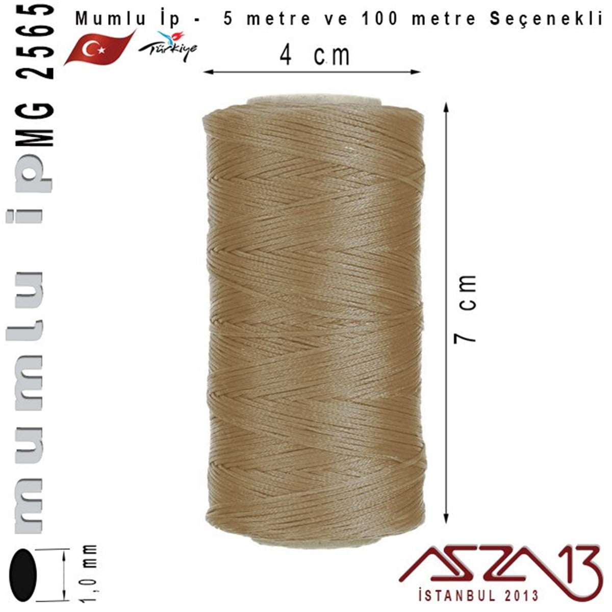 İpler, Kordonlar, MisinalarTAKI MALZEMEKord İplikMG 2565, Megafil Extra Mumlu İp - 1,0 mm Kalınlıkta / 5 veya 100 metre