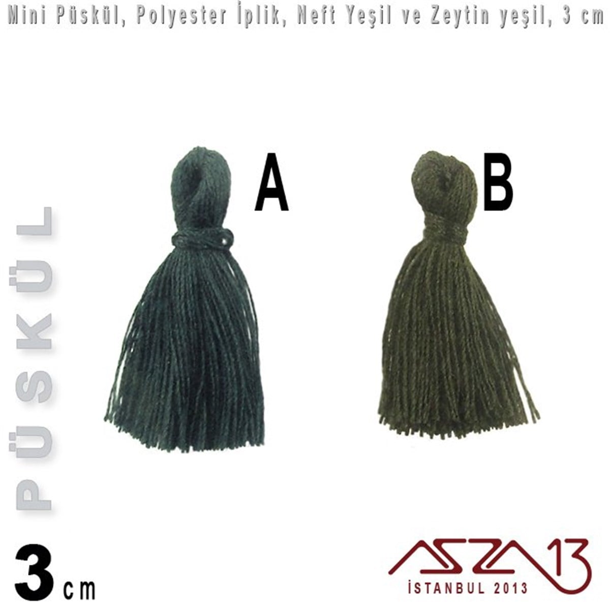 İpler, Kordonlar, MisinalarTAKI MALZEMEMarkasızNeft Yeşil ve Zeytin Yeşil - 3 cm Mini Püskül / 5 Adet