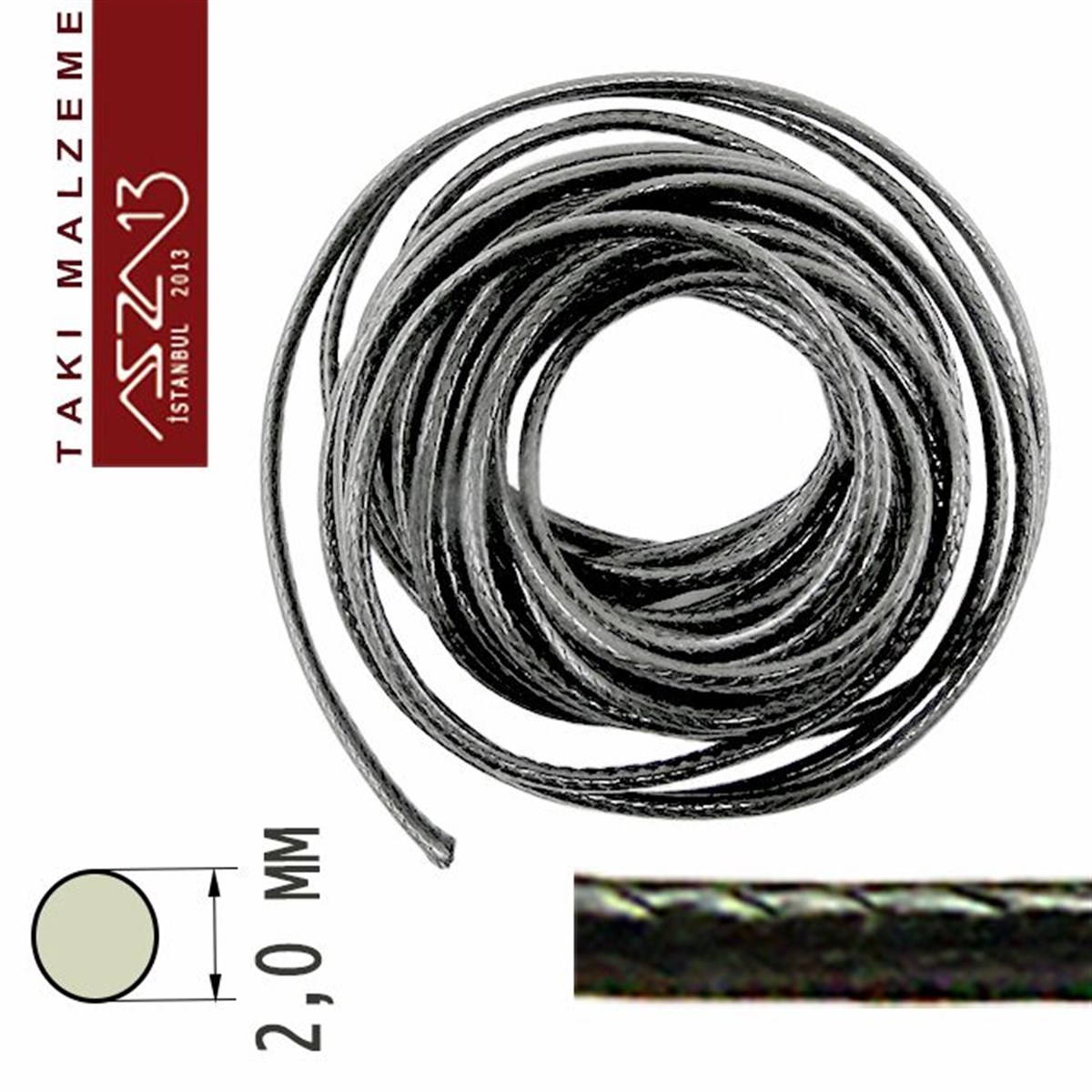 İpler, Kordonlar, MisinalarTAKI MALZEMEMarkasızYapay Deri 2,00 mm Siyah Kordon / Paket İçeriği 2 m