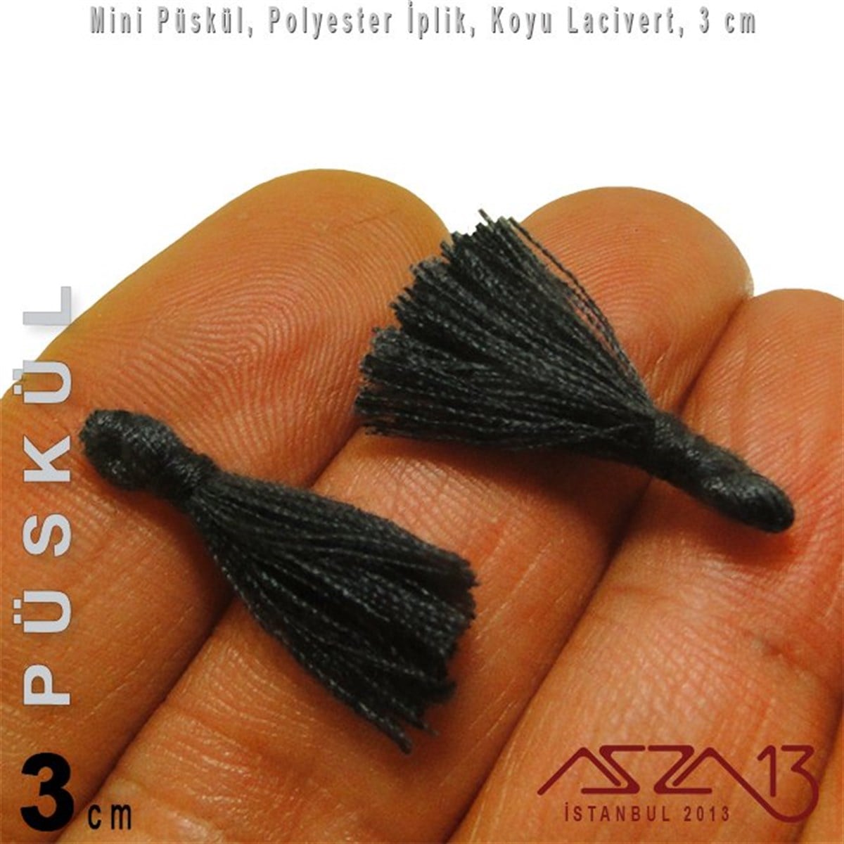 İpler, Kordonlar, MisinalarTAKI MALZEMEMarkasızKoyu Lacivert ve Gri - 3 cm Mini Püskül / 5 Adet