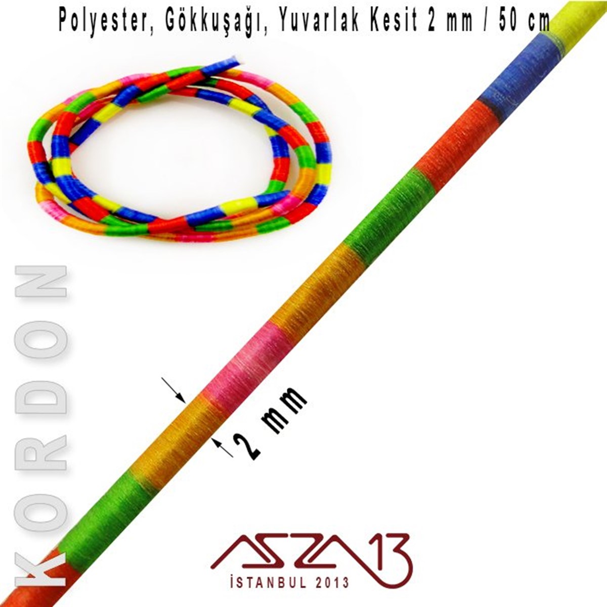 İpler, Kordonlar, MisinalarTAKI MALZEMEMarkasızGökkuşağı Nylon Fiber  Kordon / Paket İçeriği 0,5 m