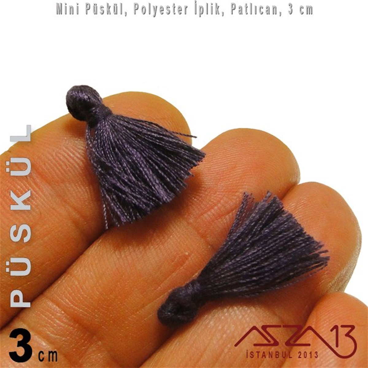İpler, Kordonlar, MisinalarTAKI MALZEMEMarkasızPatlıcan ve Mor - 3 cm Mini Püskül / 5 Adet