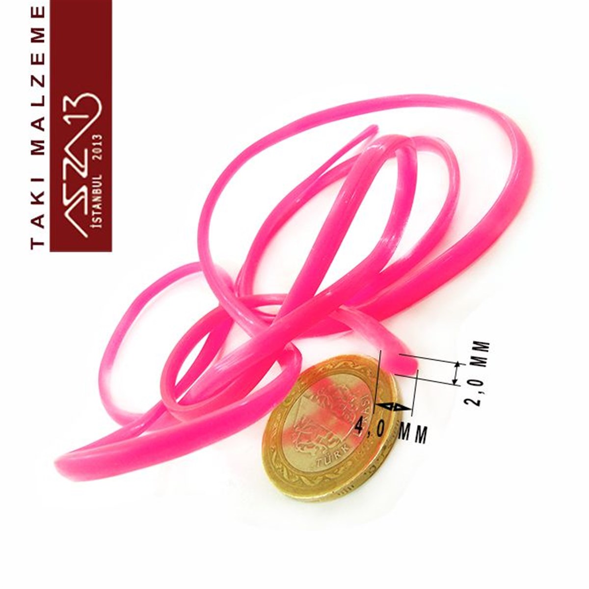 İpler, Kordonlar, MisinalarTAKI MALZEMEMarkasızNeon Pembe 2,00x4,00 mm Kauçuk Esnek Kordon / Paket İçeriği 1 m