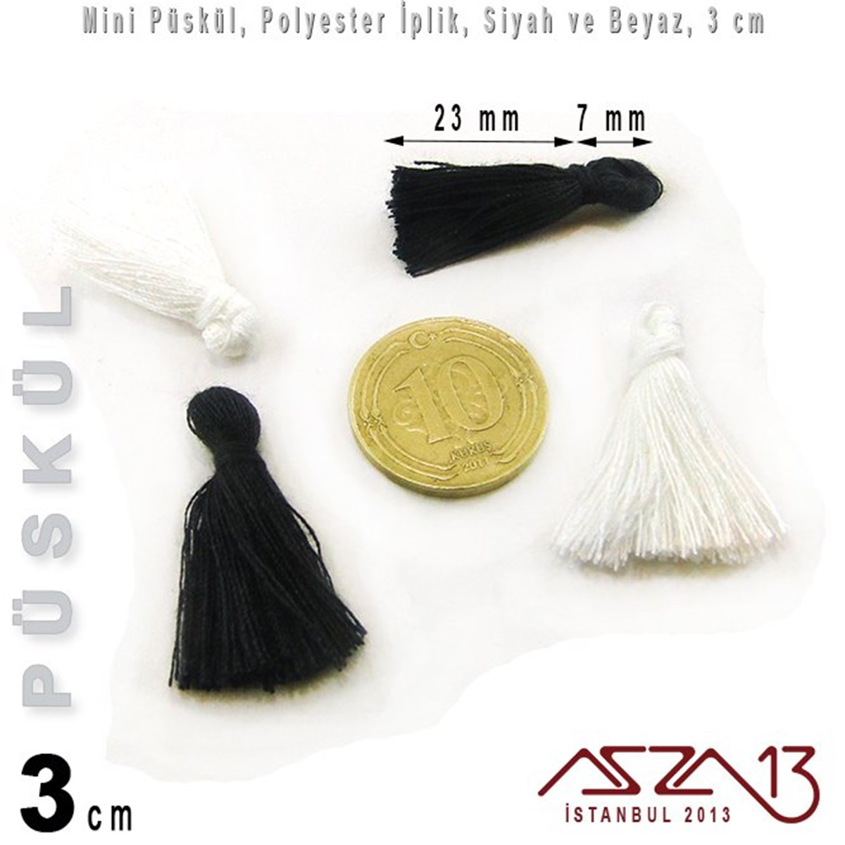 İpler, Kordonlar, MisinalarTAKI MALZEMEMarkasızSiyah ve Beyaz - 3 cm Mini Püskül / 5 Adet