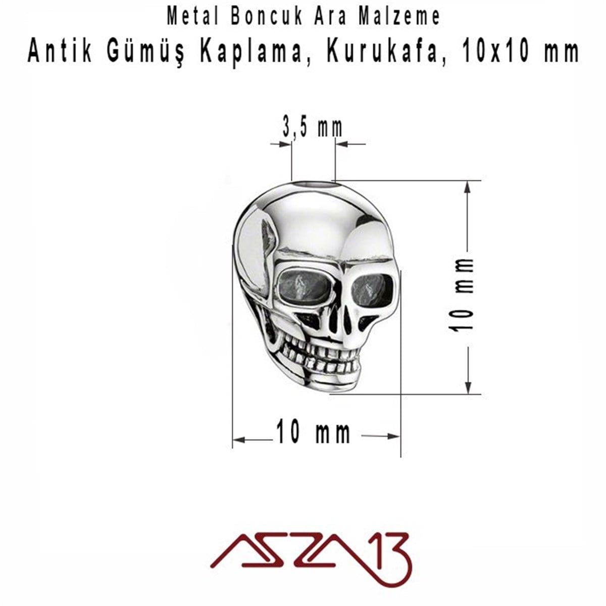 Kaplamalı ve Kaplamasız Metal Ara ParçalarTAKI MALZEMEMarkasızAntik Gümüş 10 mm Pirinç Kurukafa / Paket İçeriği 1 Adet