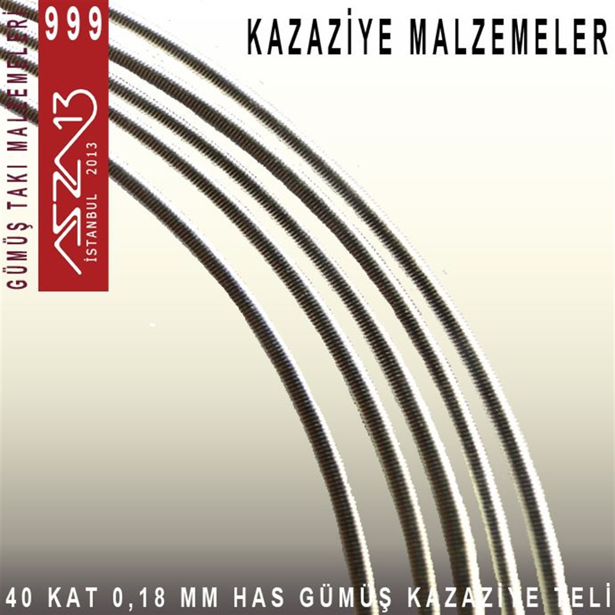 Kazaziye Tasarım MalzemeleriGÜMÜŞazza1340 Kat (18 Mikron Telden), 140 cm, 1000K Gümüş  Kazaziye Teli / Paket İçeriği 1 Adet