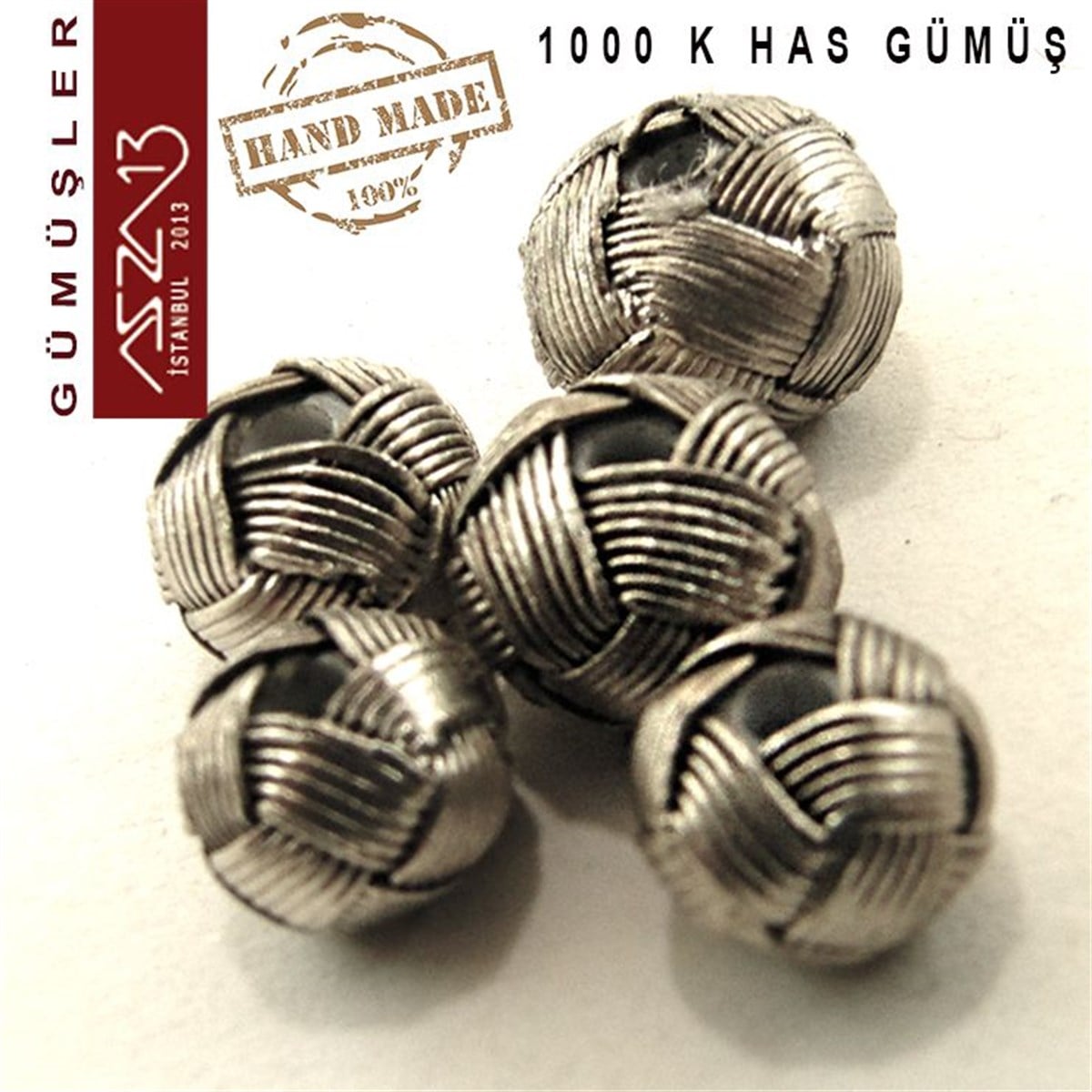 Kazaziye Tasarım MalzemeleriGÜMÜŞazza138x10 mm Çaplarında 1000K Eskitilmiş Gümüş Kazaziye Top / Paket İçeriği 1 Adet