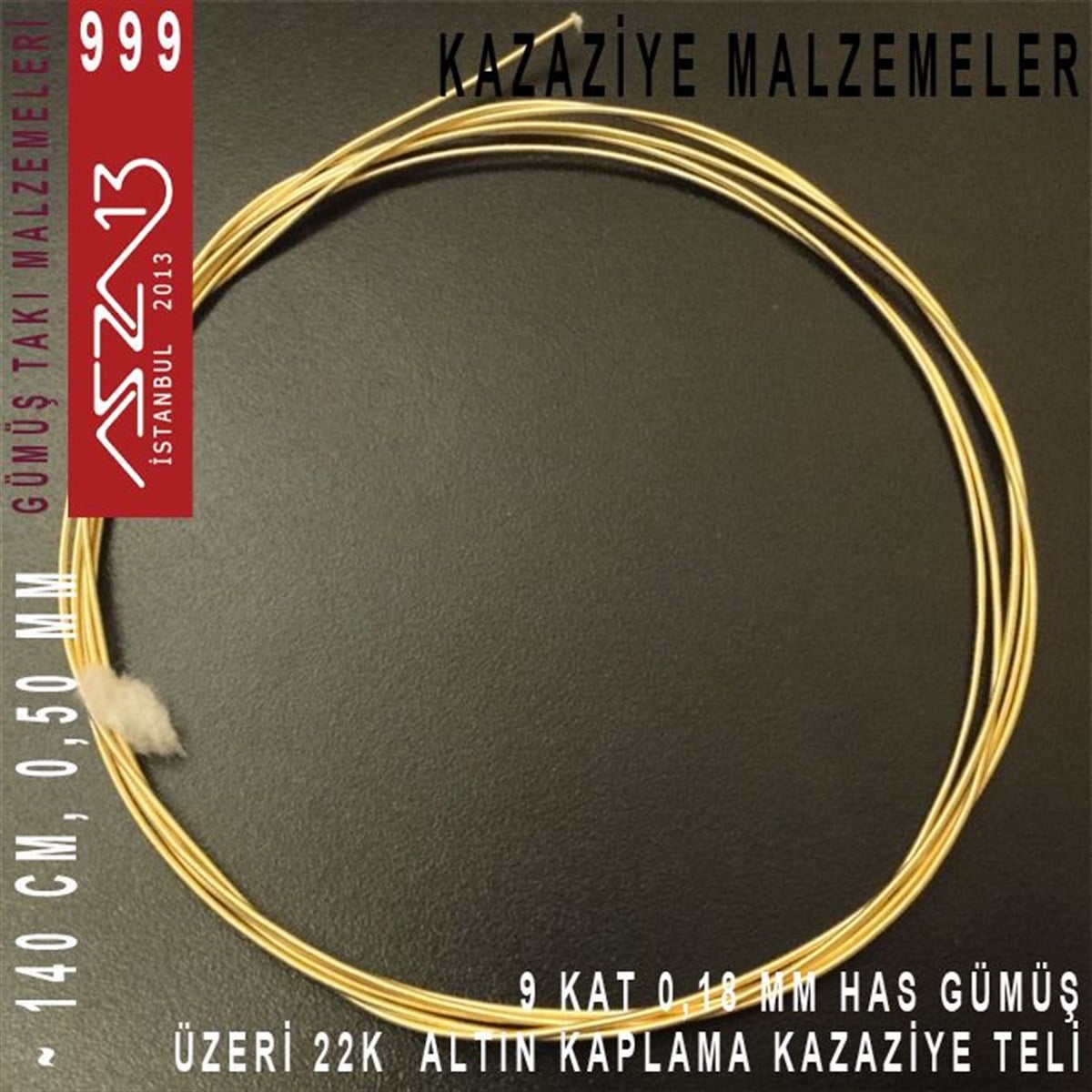 Kazaziye Tasarım MalzemeleriGÜMÜŞazza139 Kat (18 Mikron Telden), 140 cm, 1000K Gümüş 22K Altın Kaplamalı Kazaziye Teli / Paket İçeriği 1 Adet