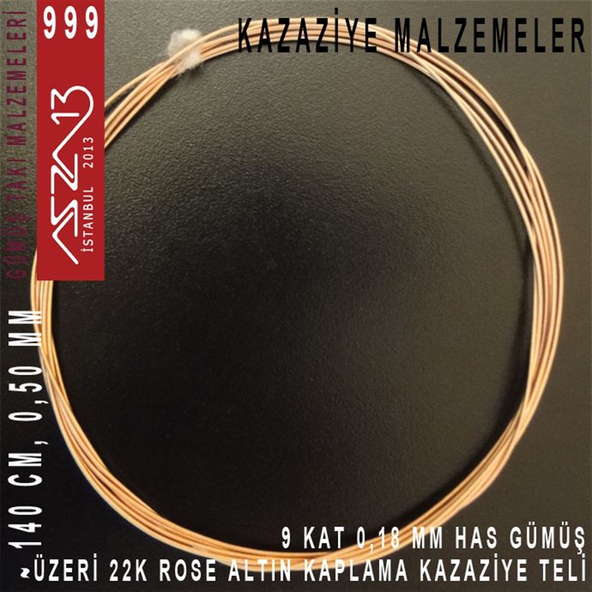 Kazaziye Tasarım MalzemeleriGÜMÜŞazza139 Kat (18 Mikron Telden), 140 cm, 1000K Gümüş 22K Rose Altın Kaplamalı Kazaziye Teli / Paket İçeriği 1 Adet