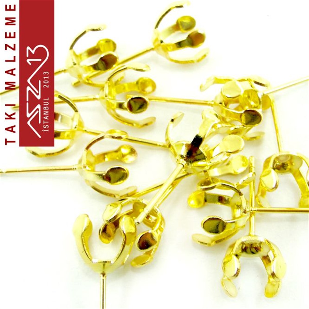 Klipsler, Kancalar, Bitler, Kapamalar, HalkalarTAKI MALZEMEMarkasızAltın Kaplamalı, 8 mm Tırnaklı Yuva Küpe Kancası / Paket İçeriği 5 Çift