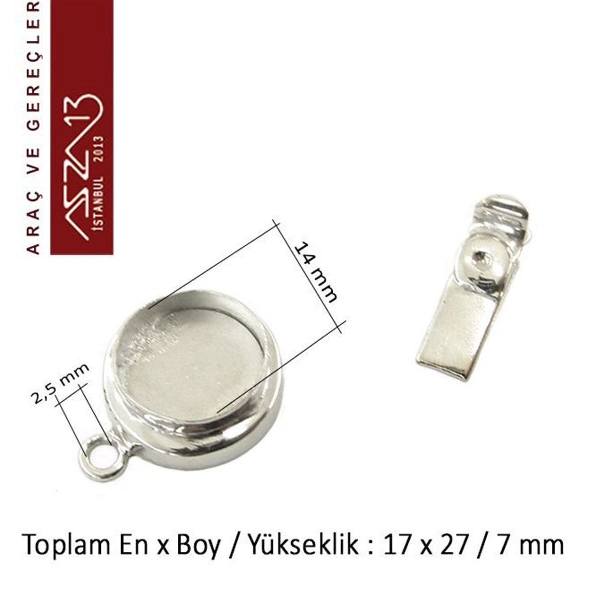 Klipsler, Kancalar, Bitler, Kapamalar, HalkalarTAKI MALZEMEBeadSmithGümüş Kaplama, 14 mm Yuva Çap'lı, Pim'li Klips / Paket İçeriği 1 Adet