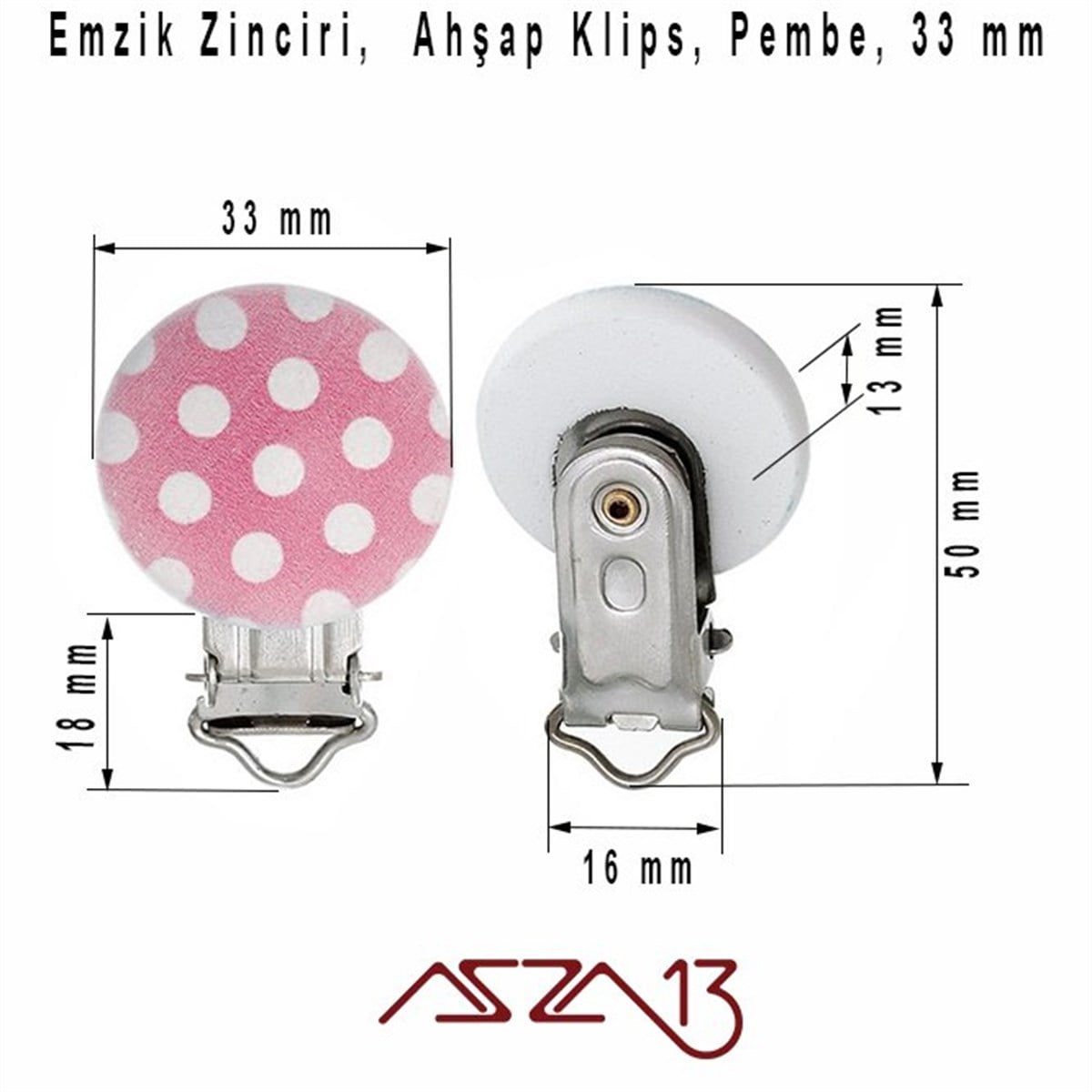 Klipsler, Kancalar, Bitler, Kapamalar, HalkalarTAKI MALZEMEMarkasızPembe Puantiyeli Büyük Emzik Klipsi / Paket İçeriği 1 Adet