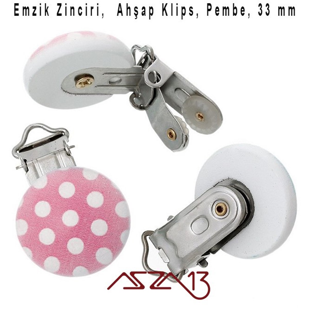 Klipsler, Kancalar, Bitler, Kapamalar, HalkalarTAKI MALZEMEMarkasızPembe Puantiyeli Büyük Emzik Klipsi / Paket İçeriği 1 Adet