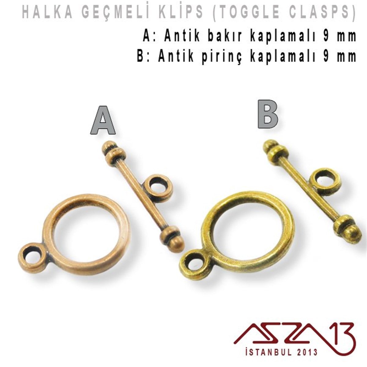 Klipsler, Kancalar, Bitler, Kapamalar, HalkalarTAKI MALZEMEMarkasızAntik Bakır ve Pirinç Kaplamalı, 9 mm Halka Geçmeli Kilit / Paket İçeriği 1 Set