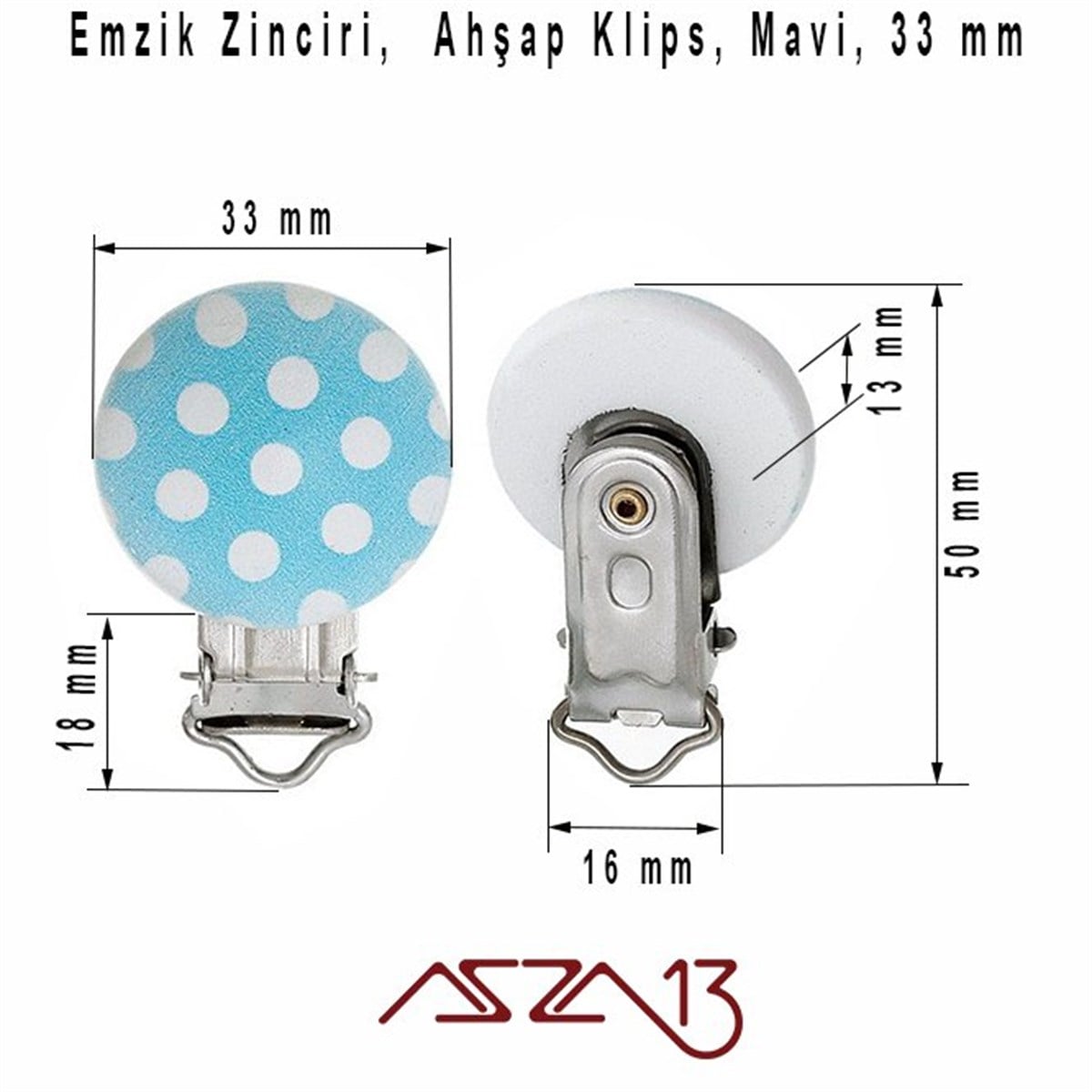 Klipsler, Kancalar, Bitler, Kapamalar, HalkalarTAKI MALZEMEMarkasızMavi Puantiyeli Büyük Emzik Klipsi / Paket İçeriği 1 Adet