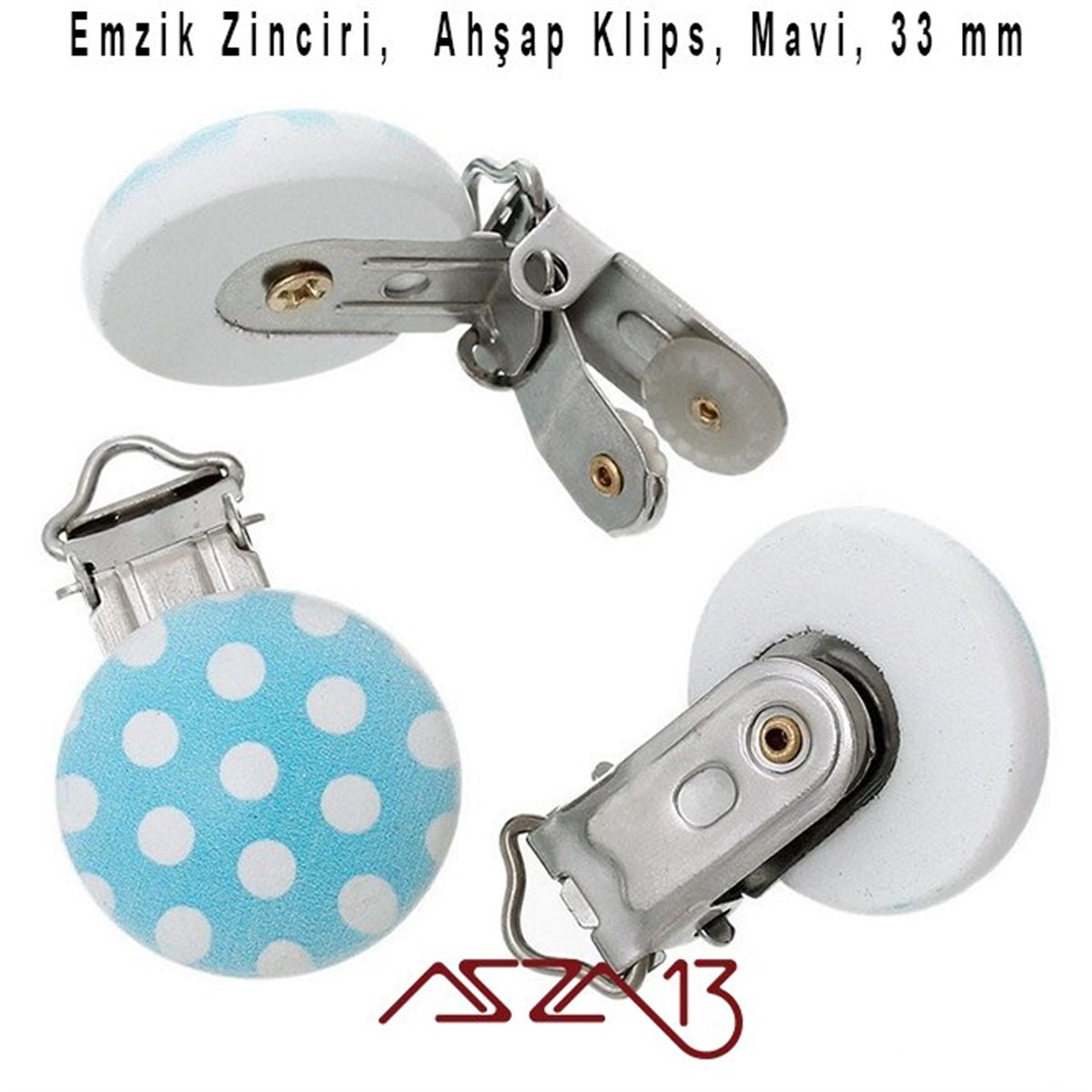 Klipsler, Kancalar, Bitler, Kapamalar, HalkalarTAKI MALZEMEMarkasızMavi Puantiyeli Büyük Emzik Klipsi / Paket İçeriği 1 Adet