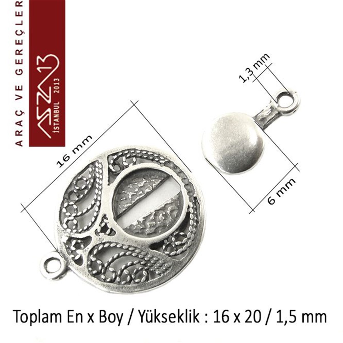 Klipsler, Kancalar, Bitler, Kapamalar, HalkalarTAKI MALZEMEBeadSmithAntik Gümüş Kaplama, 1,6x2,0 cm, Telkari Klips / Paket İçeriği 1 Adet
