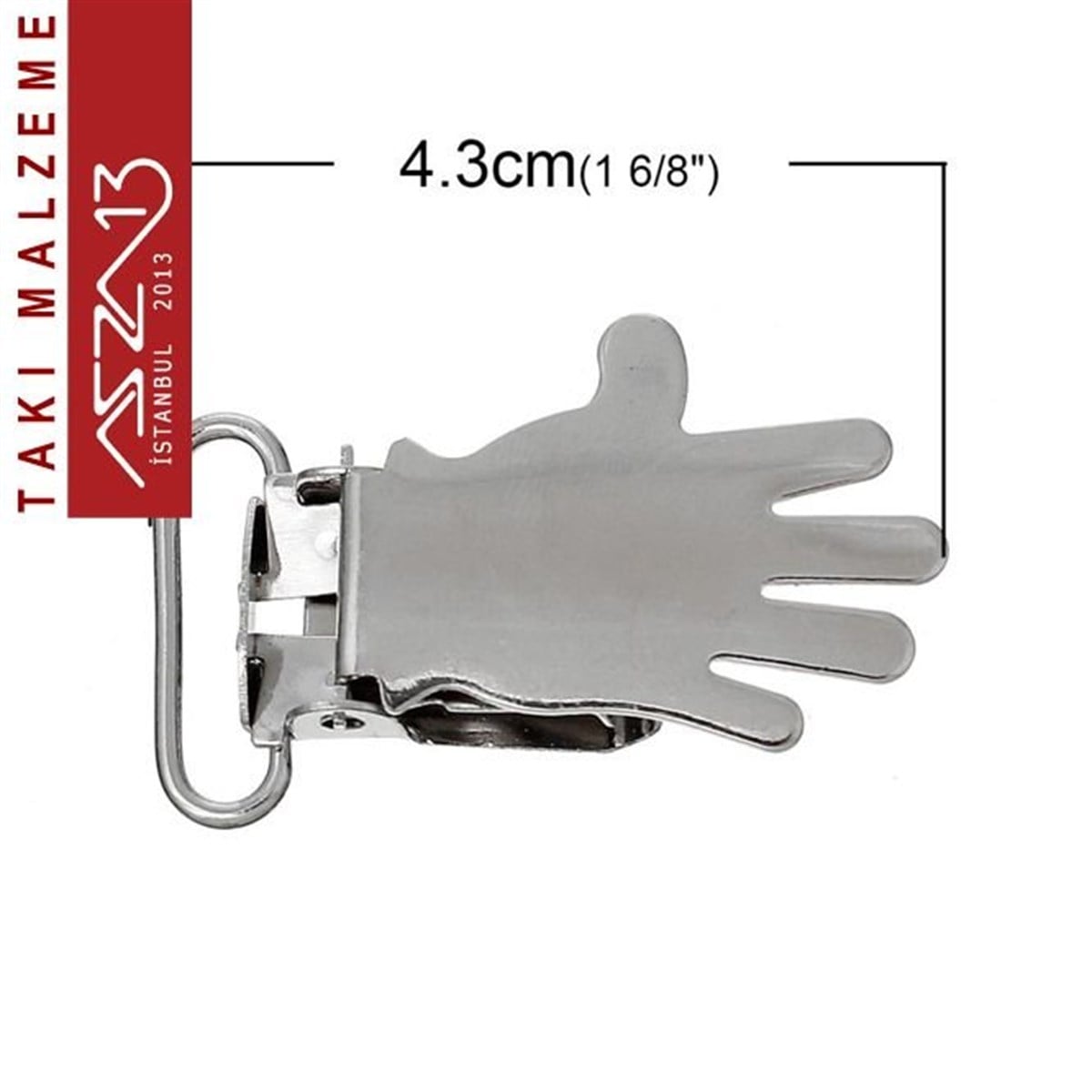 Klipsler, Kancalar, Bitler, Kapamalar, HalkalarTAKI MALZEMEMarkasızEl Şekilli Metal Emzik Klipsi  / Paket içeriği 1 Adet