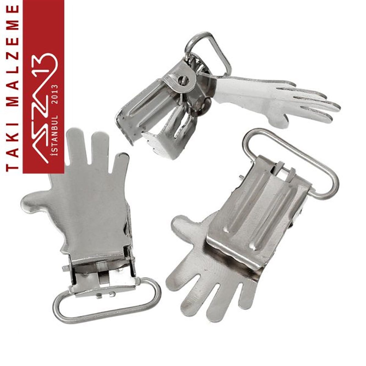 Klipsler, Kancalar, Bitler, Kapamalar, HalkalarTAKI MALZEMEMarkasızEl Şekilli Metal Emzik Klipsi  / Paket içeriği 1 Adet
