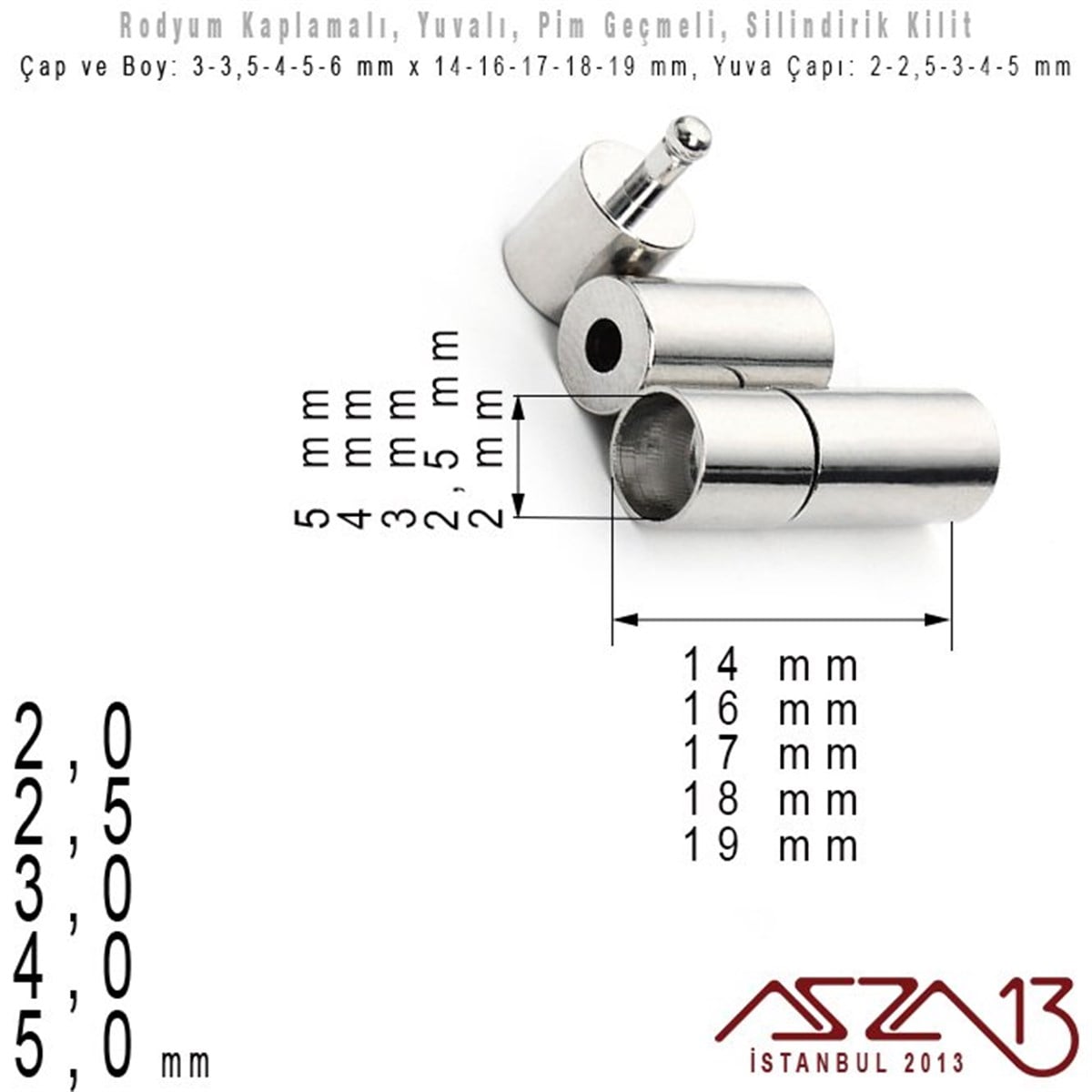 Klipsler, Kilitler, KapamalarTAKI MALZEMEMarkasız2,0/2,5/3,0/4,0/5,0 mm Yuva Çap'lı - Rodyum Kaplama - Pim Geçmeli Kilit / 1 Adet