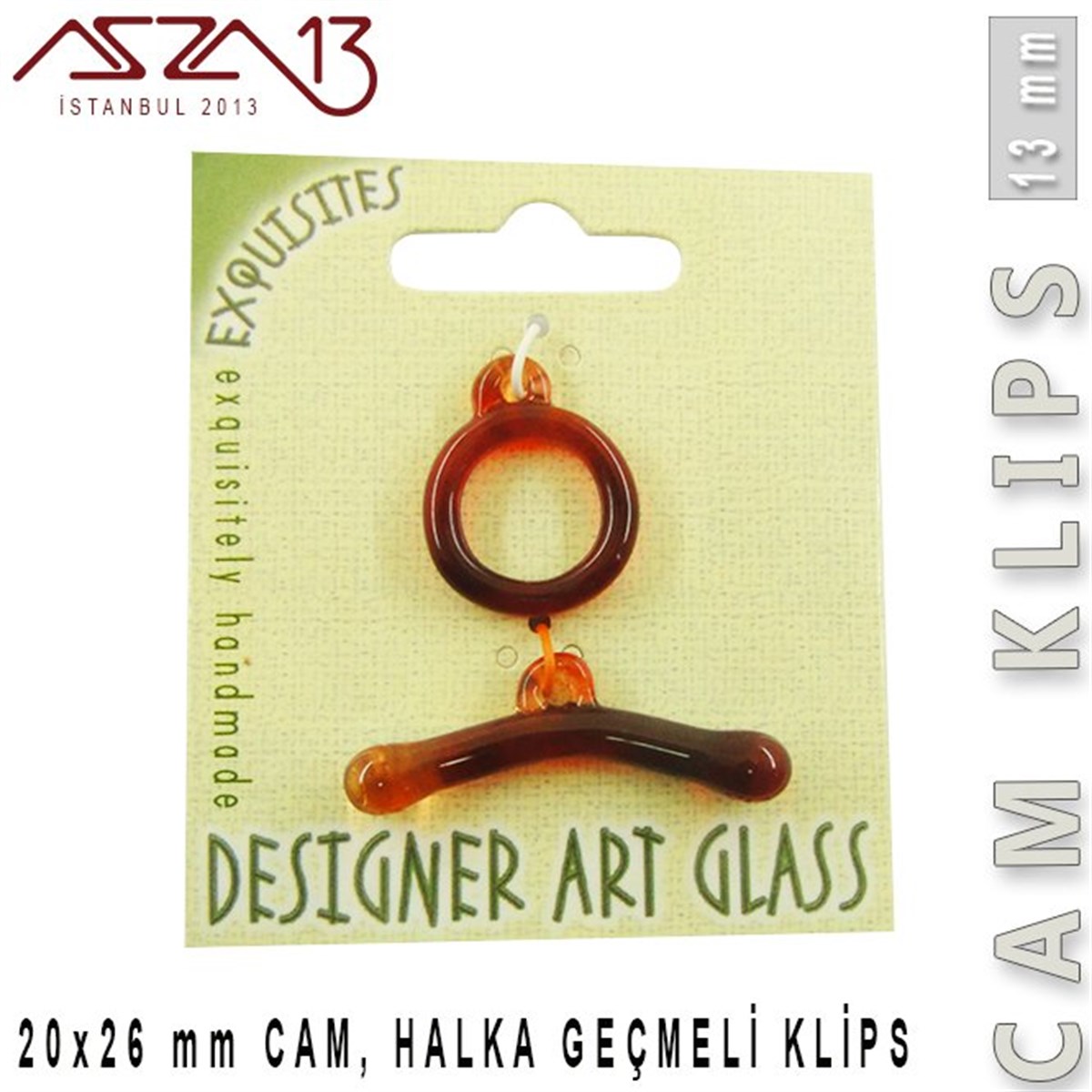 Klipsler, KilitlerTAKI MALZEMEBeadSmithGarnet, 13 mm, Cam Geçmeli Klips / Paket İçeriği 1 Adet