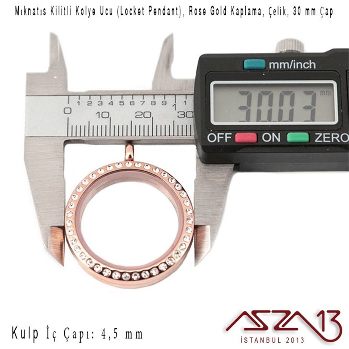 Kolye Ucu (Locket Pendant)TAKI MALZEMEMarkasız30 mm Rose Altın, Kristal Taşlı, Yuvarlak, Mıknatıs Kilitli Kolye Ucu (Locket Pendant)