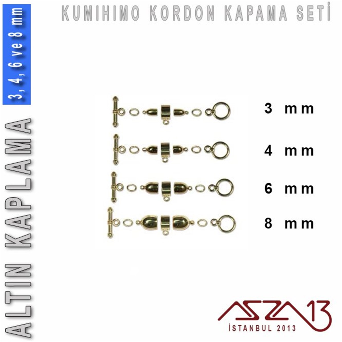 Kordon Sonu Kapsül ve Klips Kapama SetiTAKI MALZEMEBeadSmithAltın Kaplamalı, 3,4,6 ve 8 mm Kapsül-Klips Kapama Seti