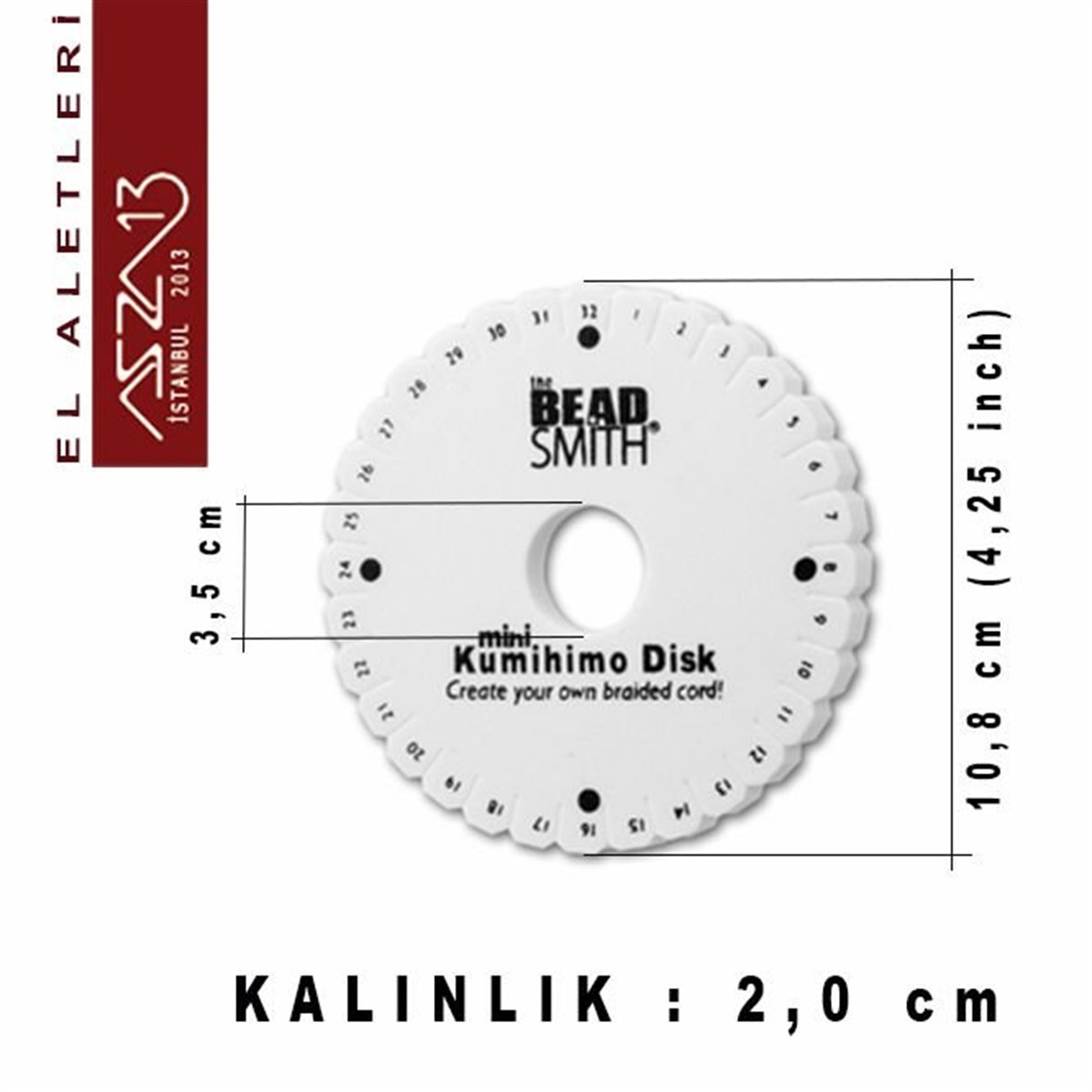 Kumihimo DiskALET, ARAÇ ve GEREÇBeadSmithMini Kumihimo Yuvarlak Disk (İp Örme Aparatı)