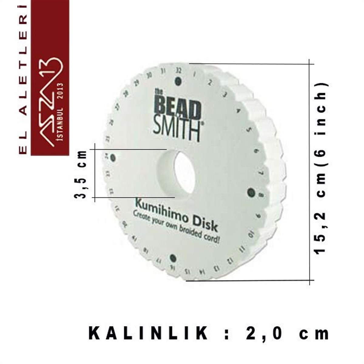 Kumihimo DiskALET, ARAÇ ve GEREÇBeadSmithKumihimo Yuvarlak Disk (İp Örme Aparatı)