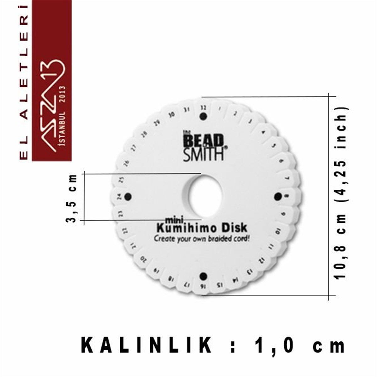Kumihimo DiskALET, ARAÇ ve GEREÇBeadSmithMini Kumihimo Yuvarlak Disk (İp Örme Aparatı)