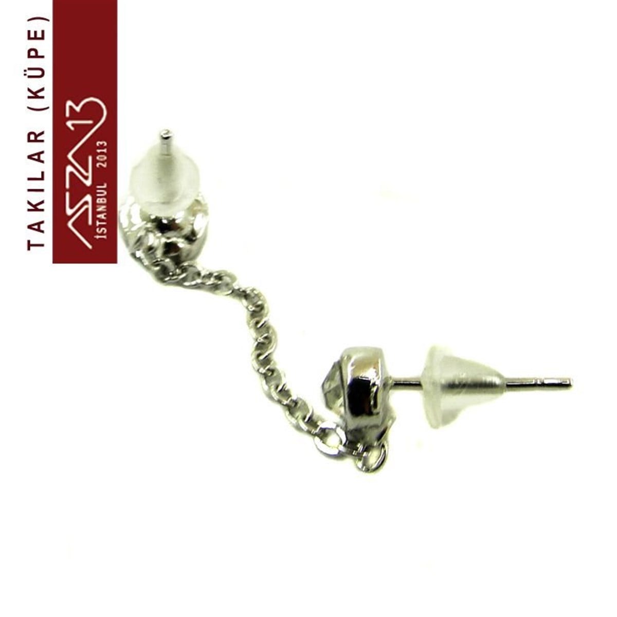 KüpeTAKIMarkasız316L Çelik Zincir Bağlantılı İkili Gül Küpe / Paket İçeriği 1 Adet