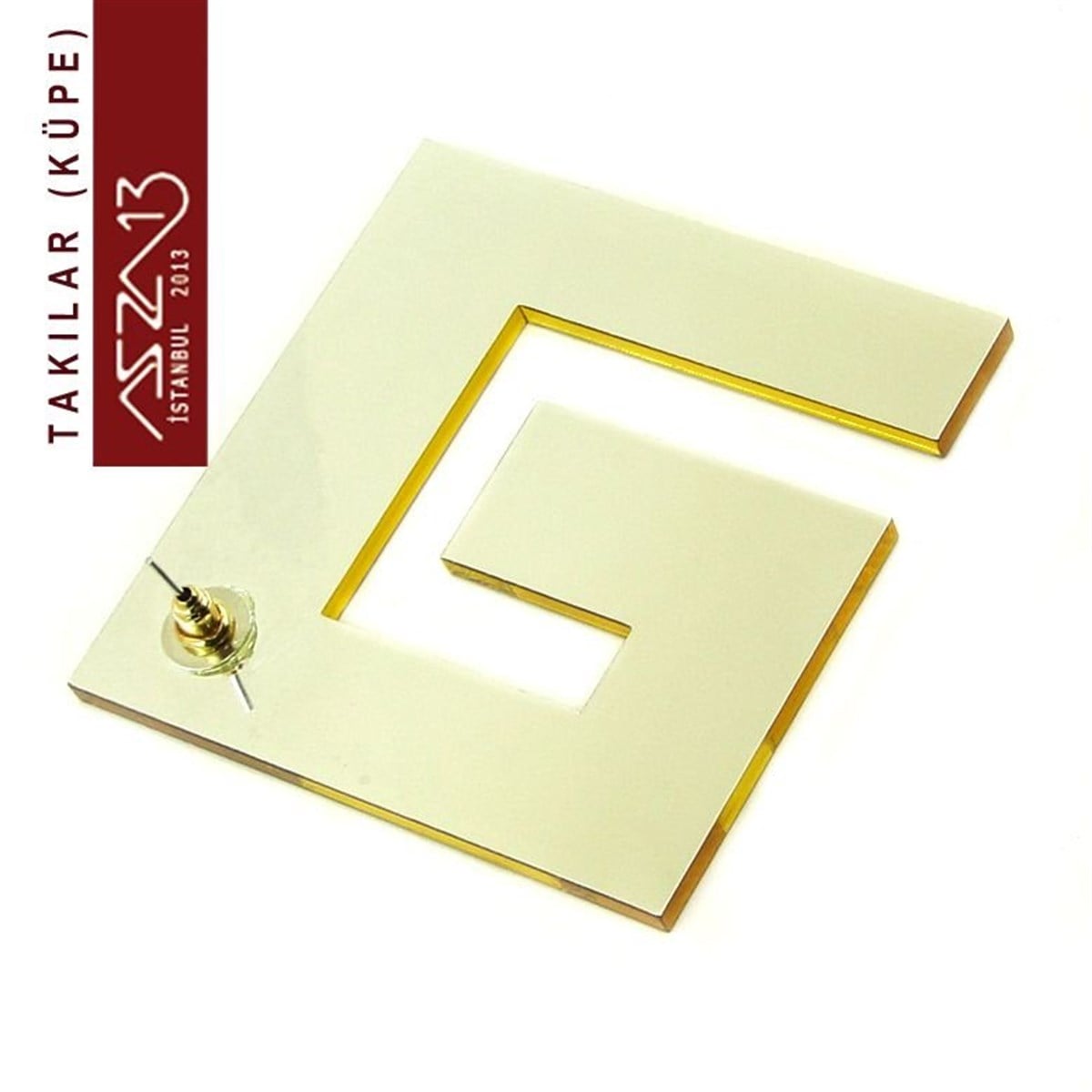 KüpeTAKIMarkasızAltın Renkli Plexiglass Küpe