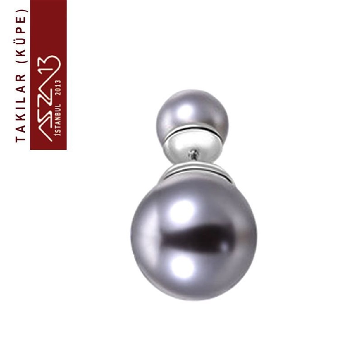KüpeTAKIMarkasızPlatinyum Gri İnci Küpe