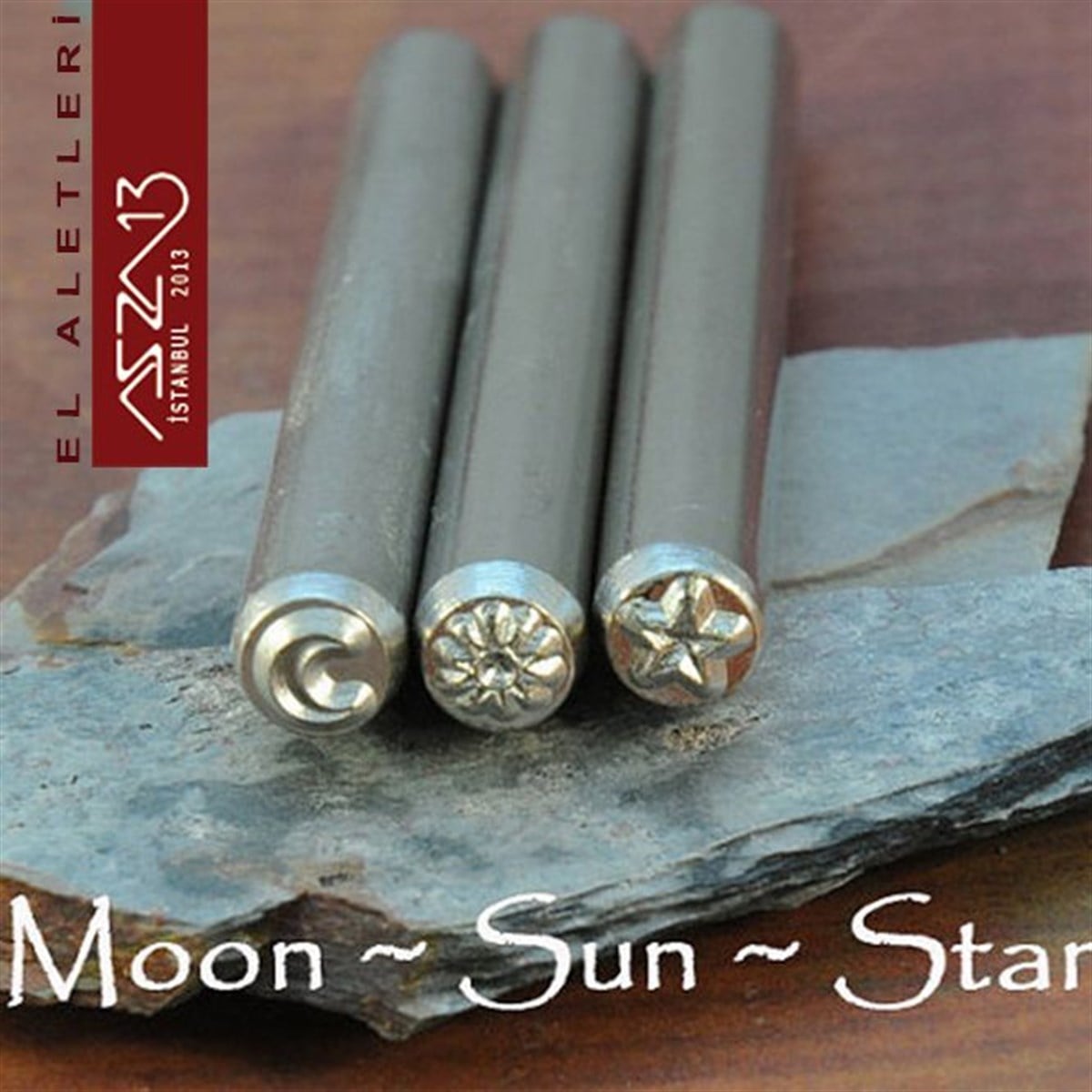 Metal Damga Şekil (Figür) SetiALET, ARAÇ ve GEREÇBeadSmith3'lü 5 mm Ay-Yıldız-Güneş Metal Damga Seti