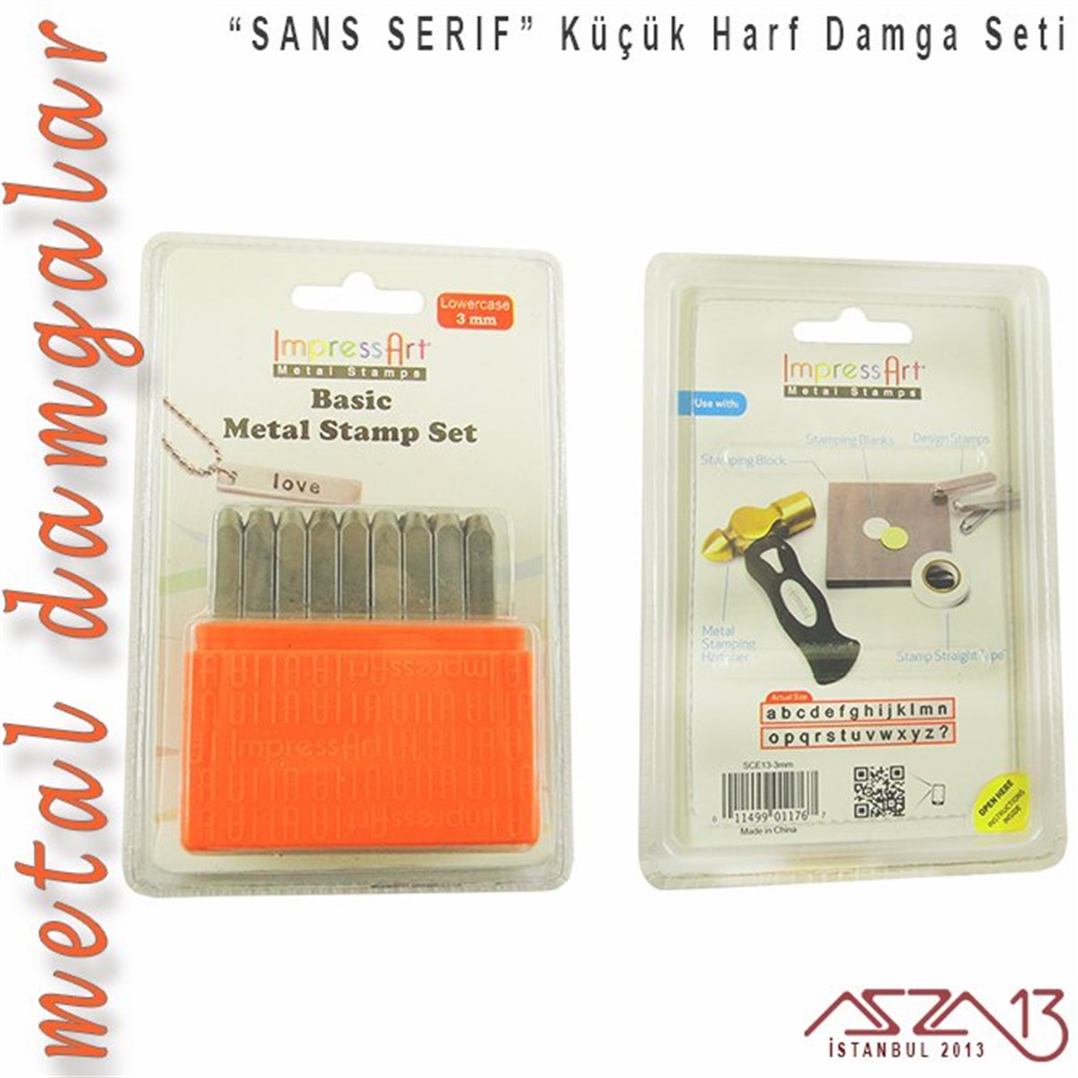 Metal Küçük Harf Damga SetiALET, ARAÇ ve GEREÇImpressArt''Sans Serif'' Font Küçük Harf Damga Seti, 3 mm