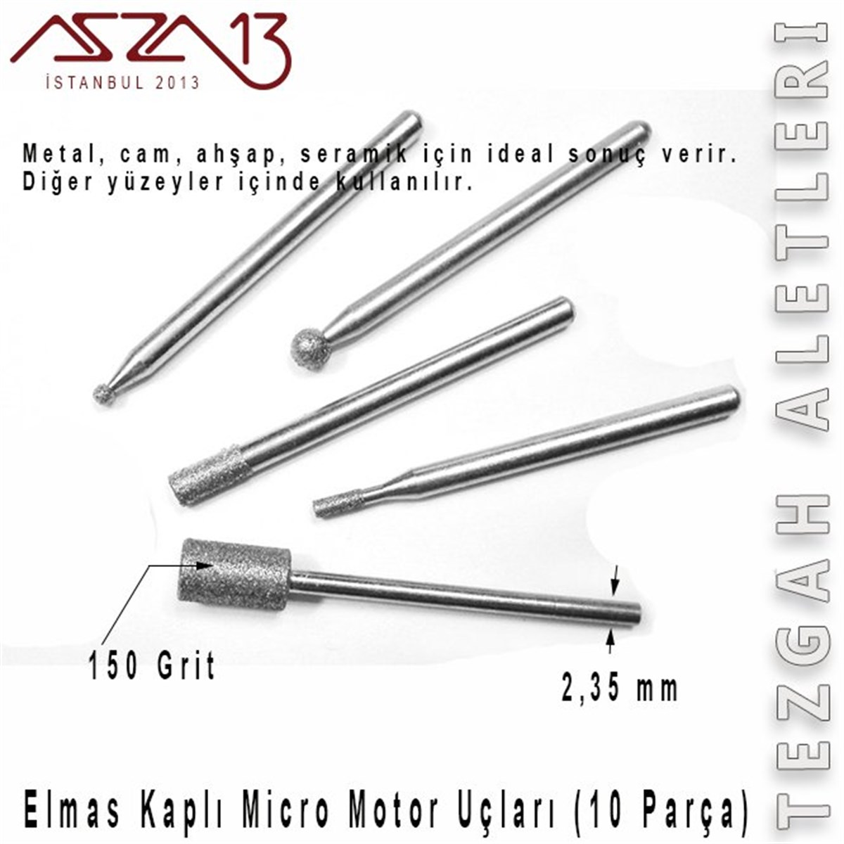 Mikro Motor Uç SetiALET, ARAÇ ve GEREÇBeadSmithElmas Kaplamalı Mikro Motor Uç Seti (10 Parça)