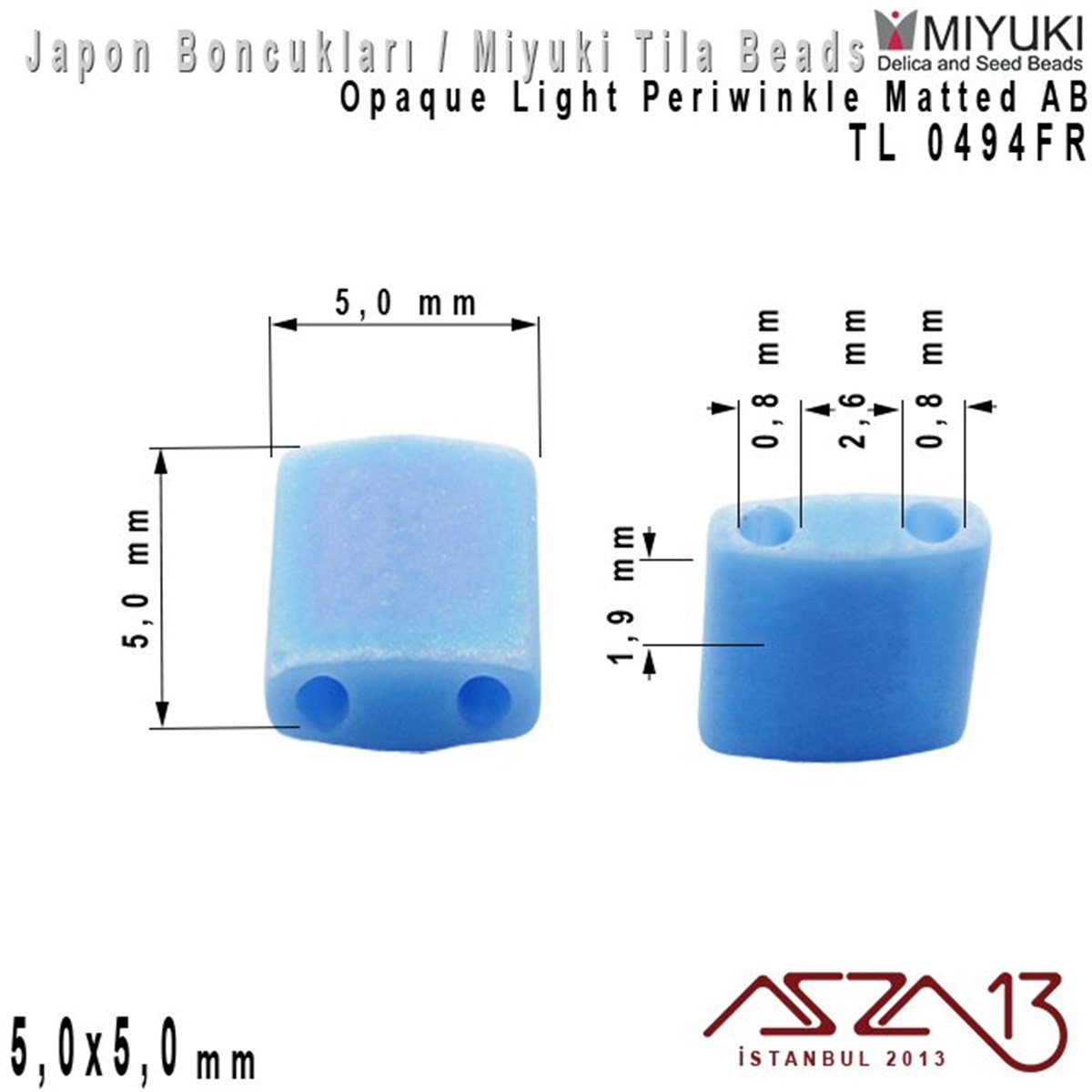 Miyuki Tila BoncukBONCUK ve TAŞMiyukiTila Boncuk - Opaque Light Periwinkle Matted AB - TL0494FR / 24 Adet