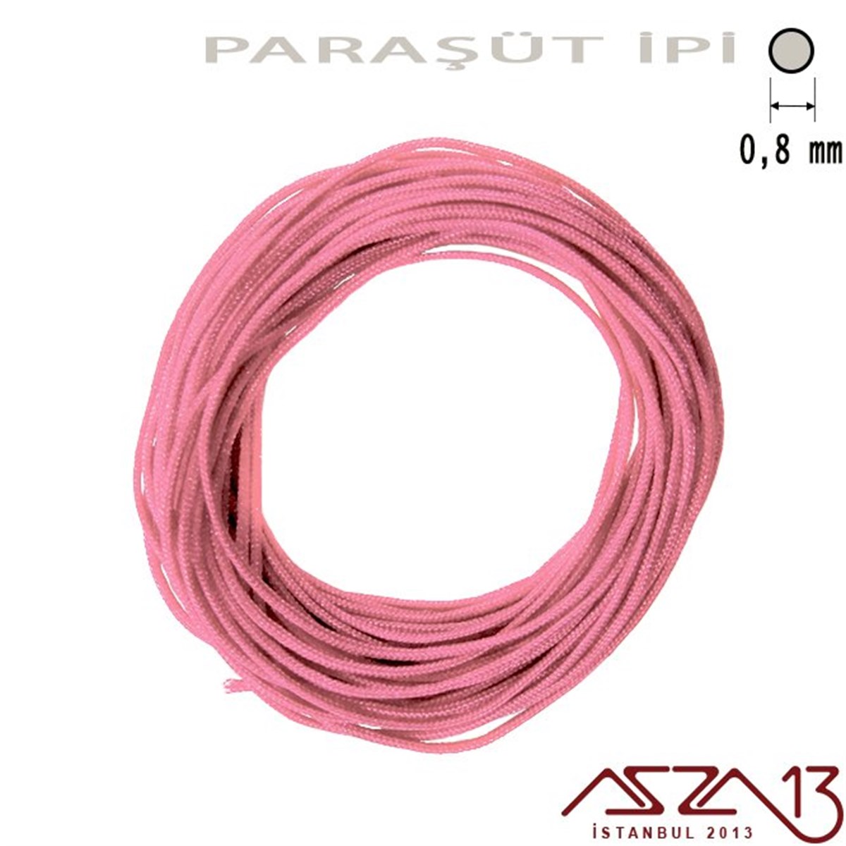 Paraşüt İplerTAKI MALZEMEMarkasızAçık Pembe 0,8 mm Paraşüt İp (Bobin 100 metre)