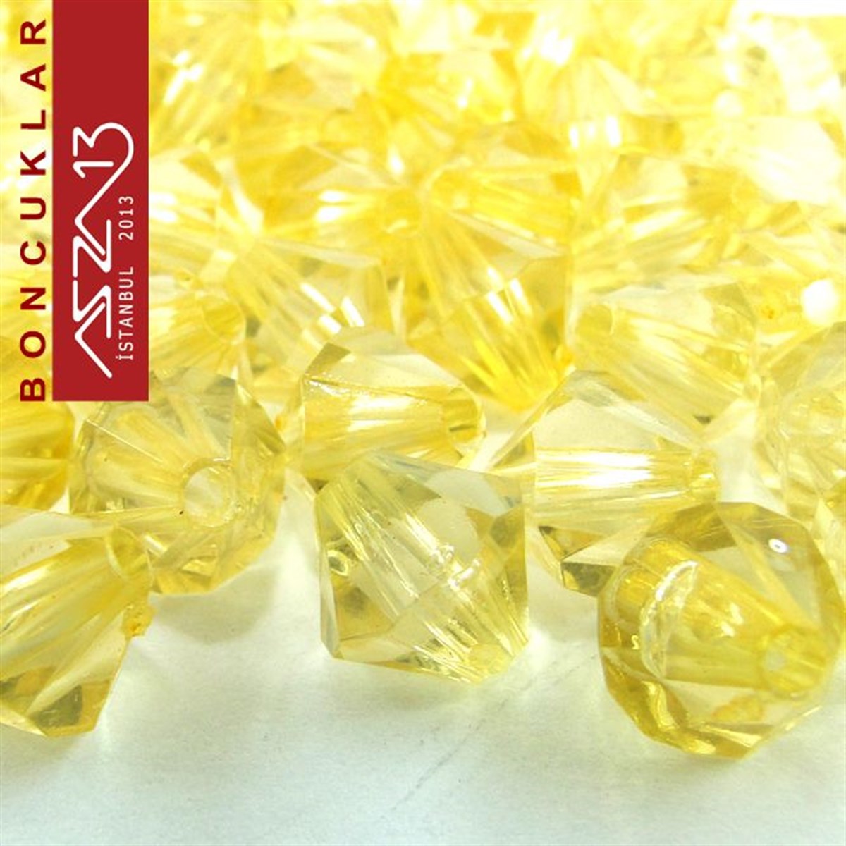 Plastik BoncukBONCUK ve TAŞMarkasızBikon (Piramit), 8 mm, Bal Boncuk / Paket İçeriği 110 Adet