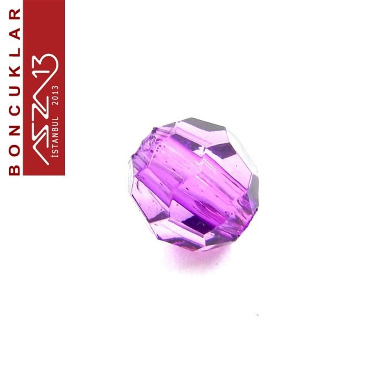 Plastik BoncukBONCUK ve TAŞMarkasızFasetli, 8 mm, Yuvarlak, Mor Boncuk / Paket İçeriği 65 Adet