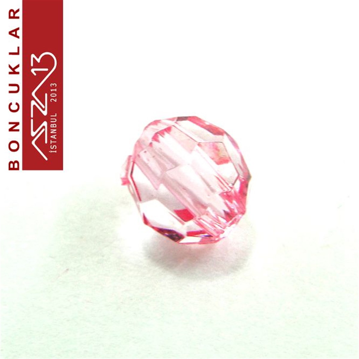 Plastik BoncukBONCUK ve TAŞMarkasızFasetli, 8 mm, Yuvarlak, Açık Pembe Boncuk / Paket İçeriği 65 Adet