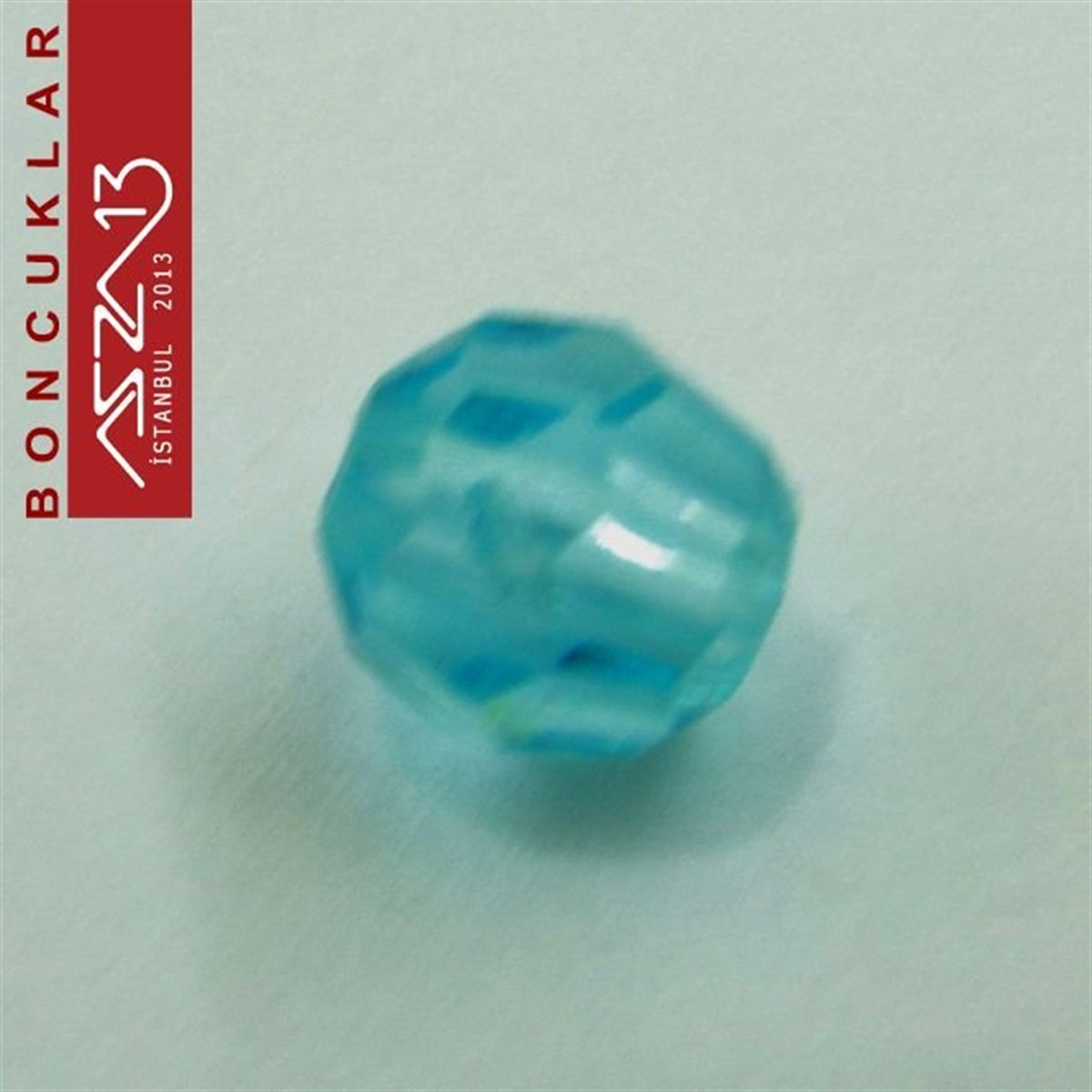 Plastik BoncukBONCUK ve TAŞMarkasızFasetli, 8 mm, Yuvarlak, Açık Mavi Boncuk / Paket İçeriği 65 Adet