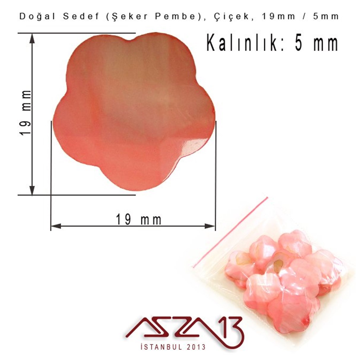 Sedef Taş ve BoncukBONCUK ve TAŞMarkasız19 mm Şeker Pembe, Doğal Sedef Çiçek Boncuk / Paket İçeriği 8 Adet