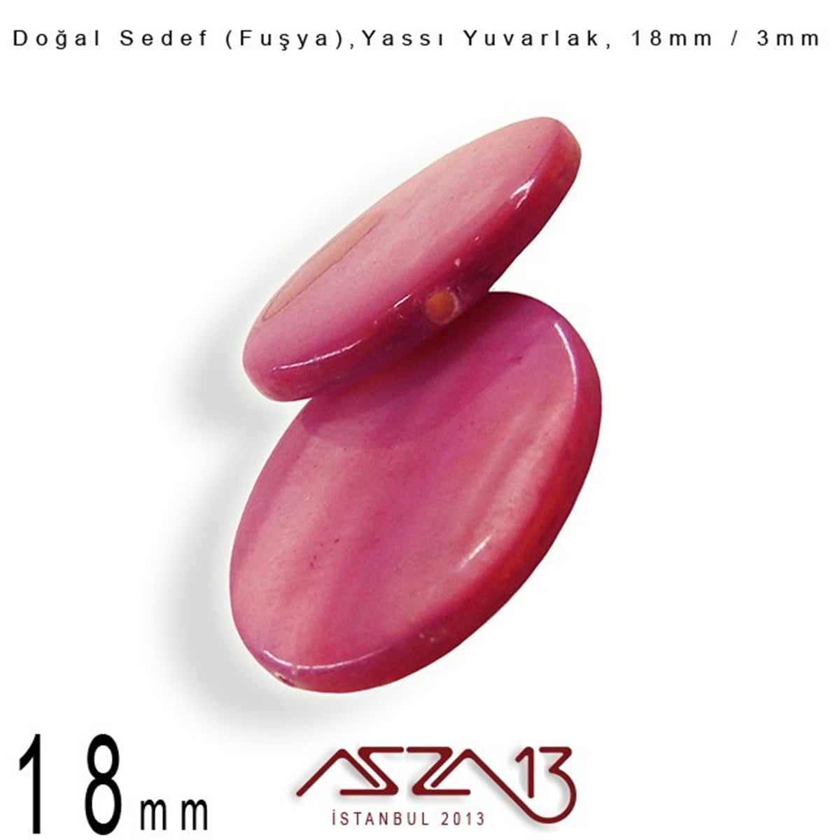 Sedef Taş ve BoncukBONCUK ve TAŞMarkasız18 mm Fuşya, Doğal Sedef Yassı Yuvarlak Boncuk / Paket İçeriği 6 Adet