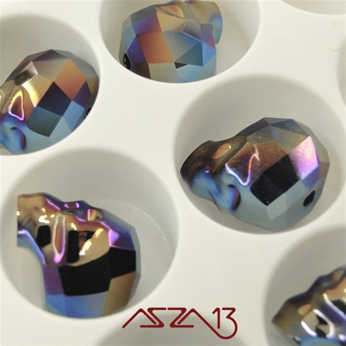 Swarovski Elements Bead, Kristal BoncukSWAROVSKI®  ELEMENTSSwarovskiSwarovski 5750 Metallic Blue 2x (Skull Bead) 13 mm Kurukafa Boncuk