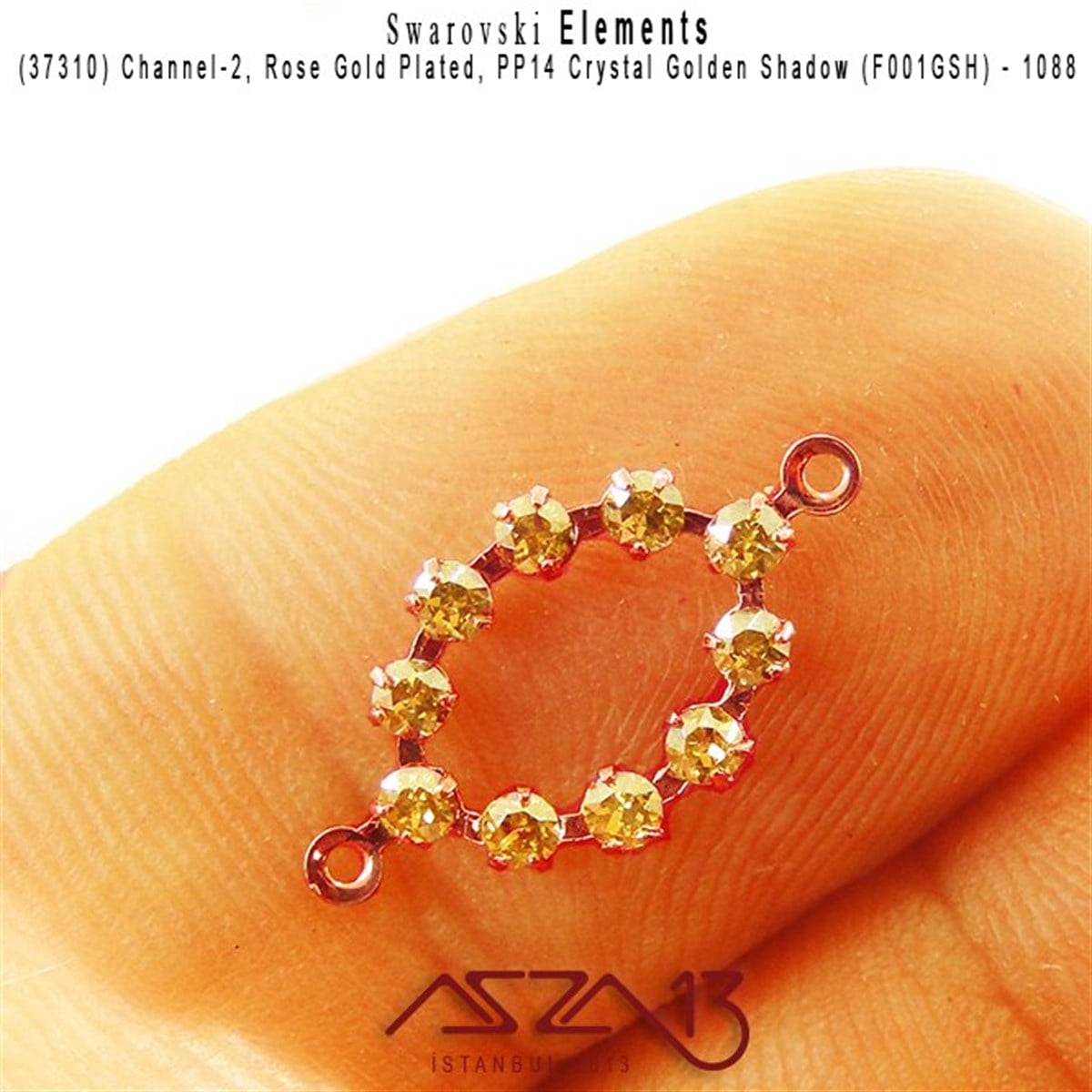 Swarovski Elements Findings, Kristal Ara MalzemelerSWAROVSKI®  ELEMENTSSwarovski37310 F001GSH (Crystal Golden Shadow) 1088 PP 14 Rose Gold Plated Linked / 1 Adet
