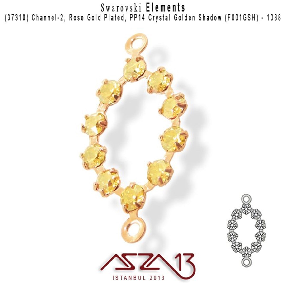 Swarovski Elements Findings, Kristal Ara MalzemelerSWAROVSKI®  ELEMENTSSwarovski37310 F001GSH (Crystal Golden Shadow) 1088 PP 14 Rose Gold Plated Linked / 1 Adet