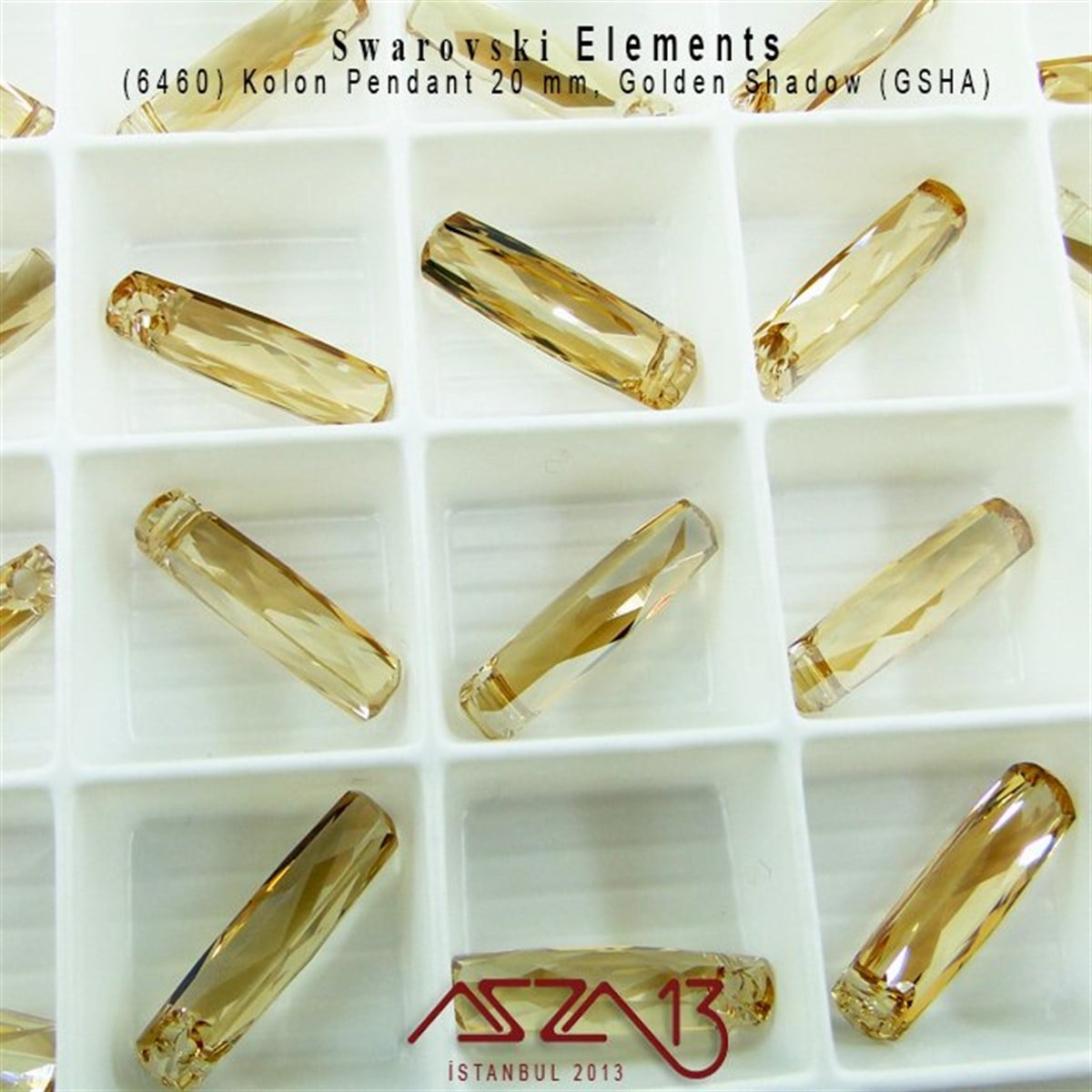Swarovski Elements PendantSWAROVSKI®  ELEMENTSSwarovski6460 001 GSHA (Crystal Golden Shadow)  Pendant (Gölgeli Altın Kristal Renk, Dikdörtgen Şekilli Uç) 20 mm / Paket İçeriği 1 Adet